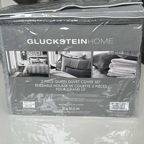 GlucksteinHome Como 3-Piece Duvet Cover Set - Picture 4 of 7